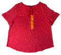 Women's Red Eyelet Short Sleeve T-Shirt - XXL