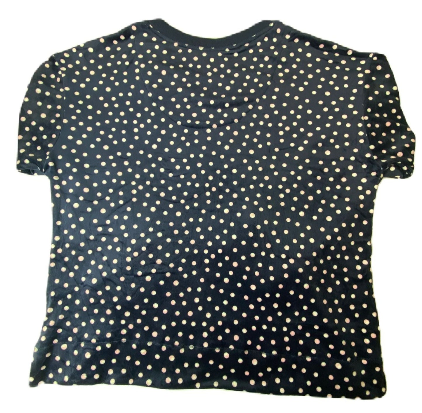 Women's Blue and Pink Polka Dot Fleece Pajama Top - L