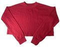 Women's Red Cropped Long Sleeve Crew Neck - XS