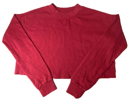 Women's Red Cropped Long Sleeve Crew Neck - XS