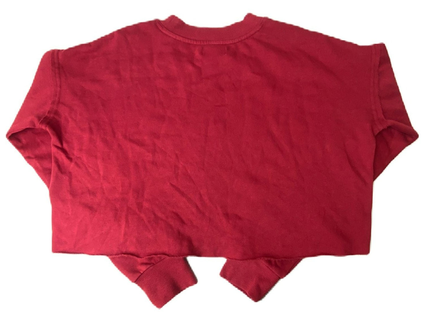 Women's Red Cropped Long Sleeve Crew Neck - XS