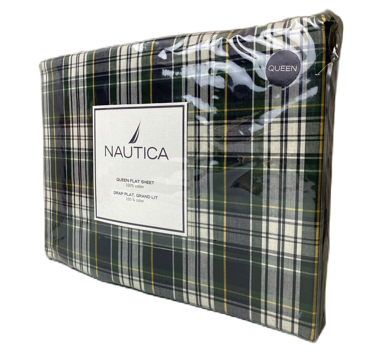 Green Andover Plaid Queen Flat Sheet