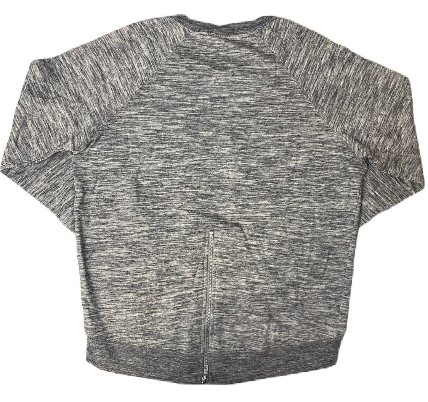 Women's Grey Zipper Back Crewneck Sweater - M