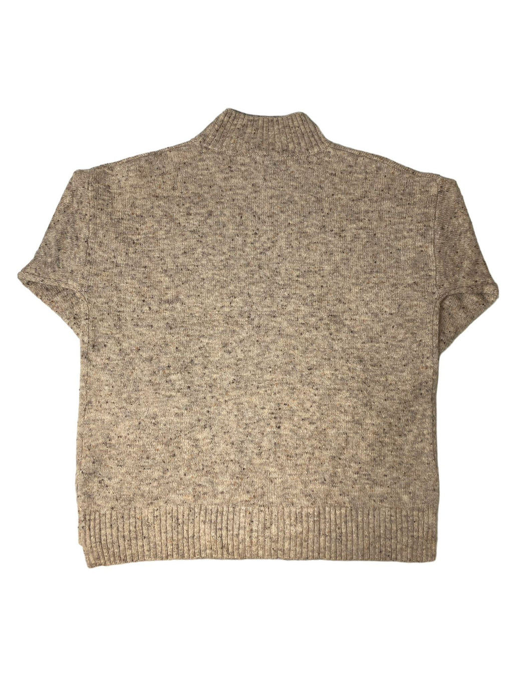 Women's Tan Mock Neck High-Low Nep Yarn Sweater