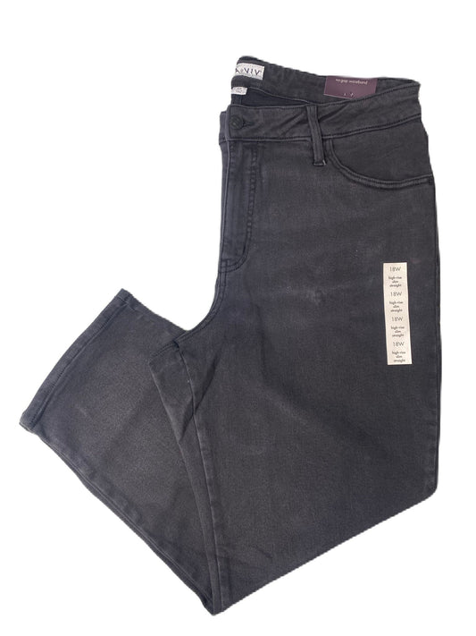 Women's Black Wash High-Rise Slim Straight - 18W