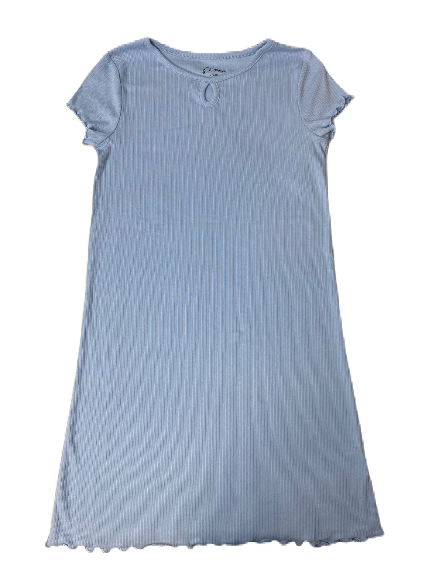 Girls Blue Ruffle Trim Dress - L (10/12)