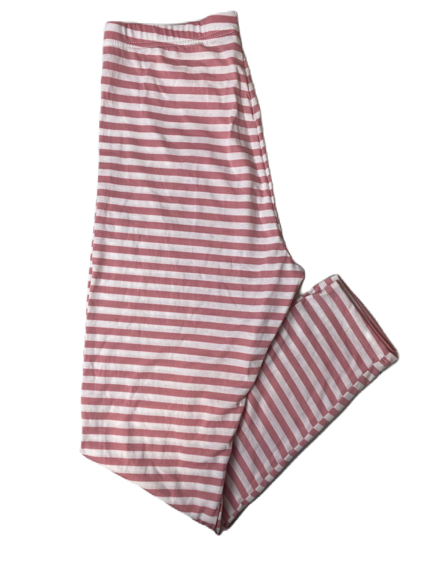 Women's Pink and White Stripped Leggings - L