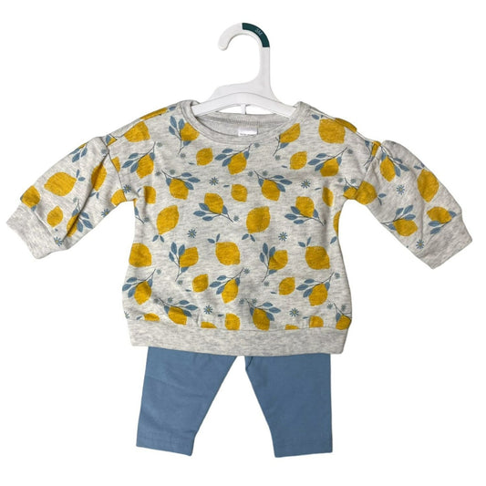 Baby Girls Grey and Blue Lemon 2-Piece Set - 3M