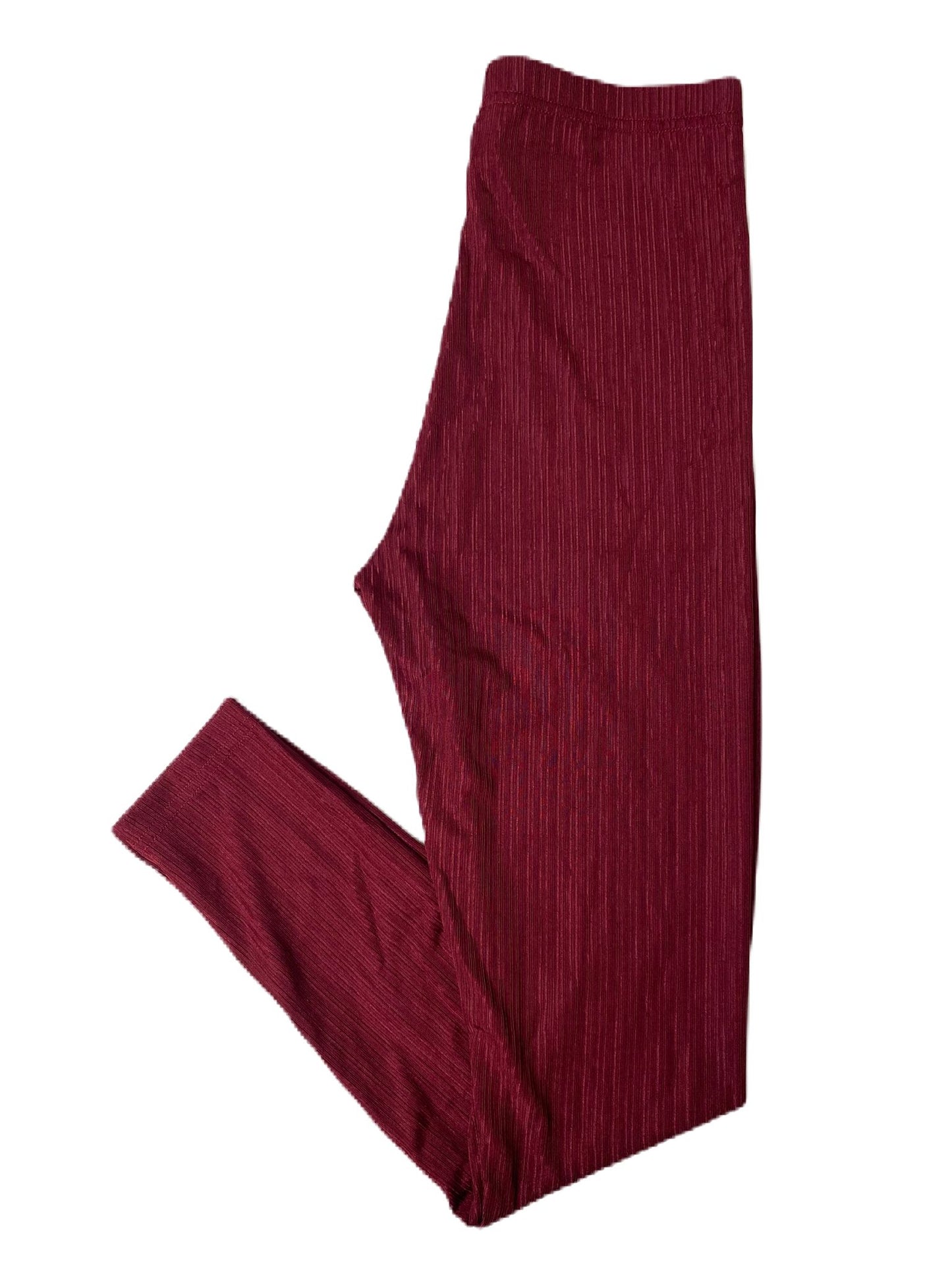 Women's Red Ribbed Tight-Leg Pants - XS