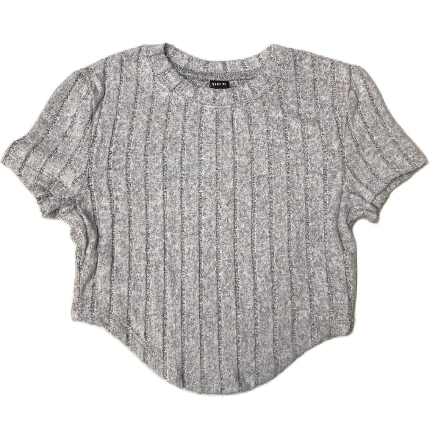 Women's Grey Ribbed Crop Top - XS