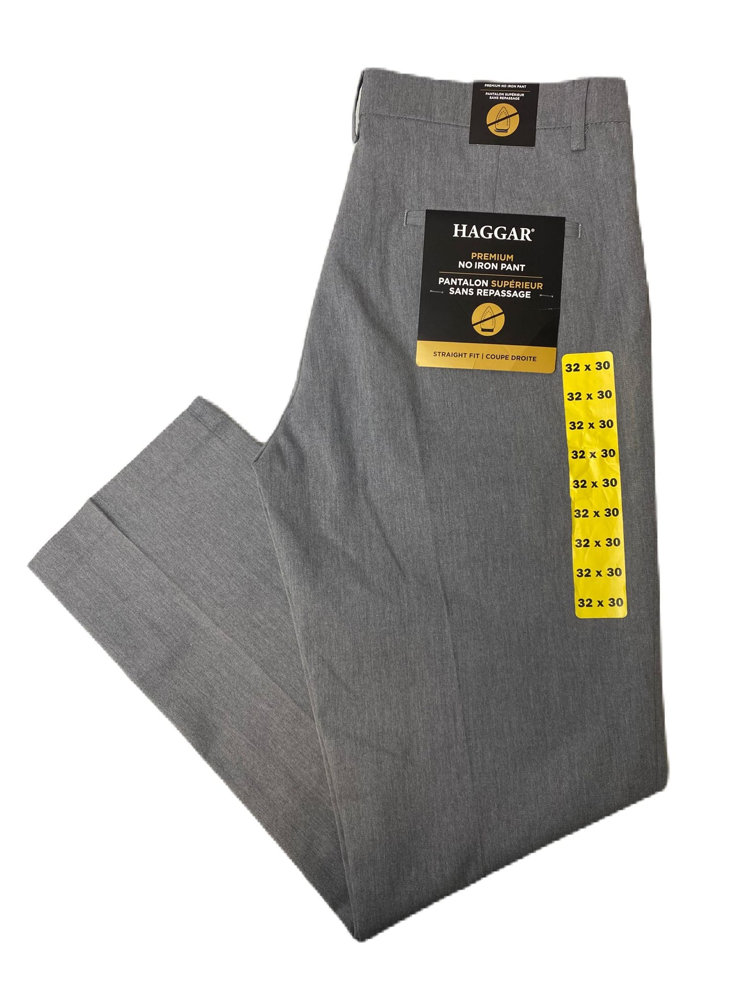 Men's Grey Stretch Straight Fit Dress Pants - 32x30