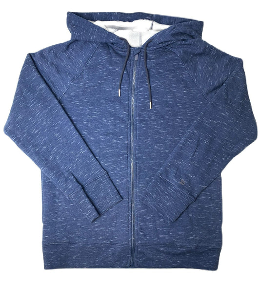 Men's Blue and White Fleece Full Zip Hoodie - M