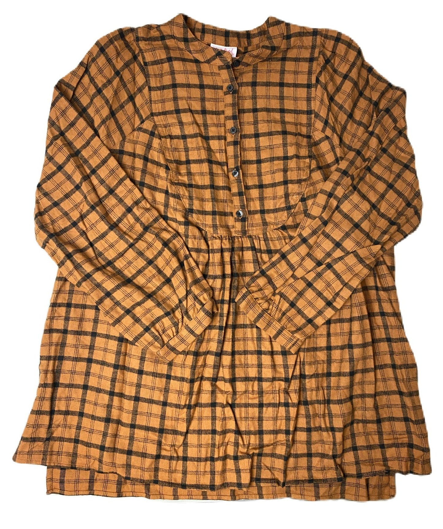 Women's Brown and Black Maternity Flannel Flare Top