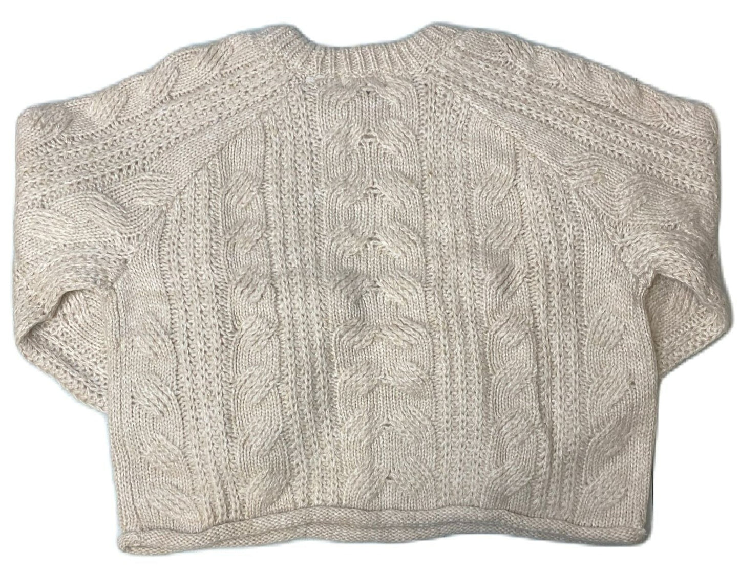 Women's Cream Knitted Wide-Wrist Sweater - M