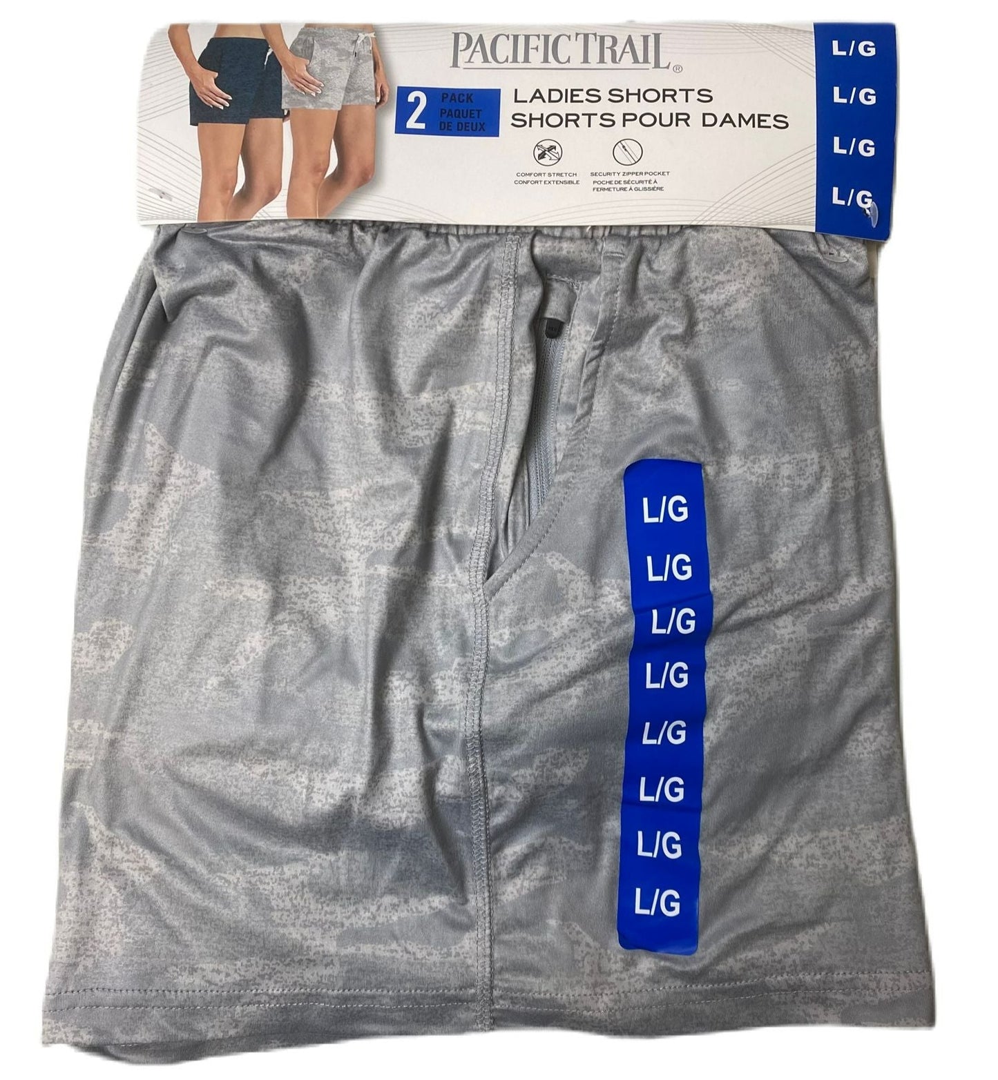 Women's Gray and Blue 2-Pack Stretch Shorts - L