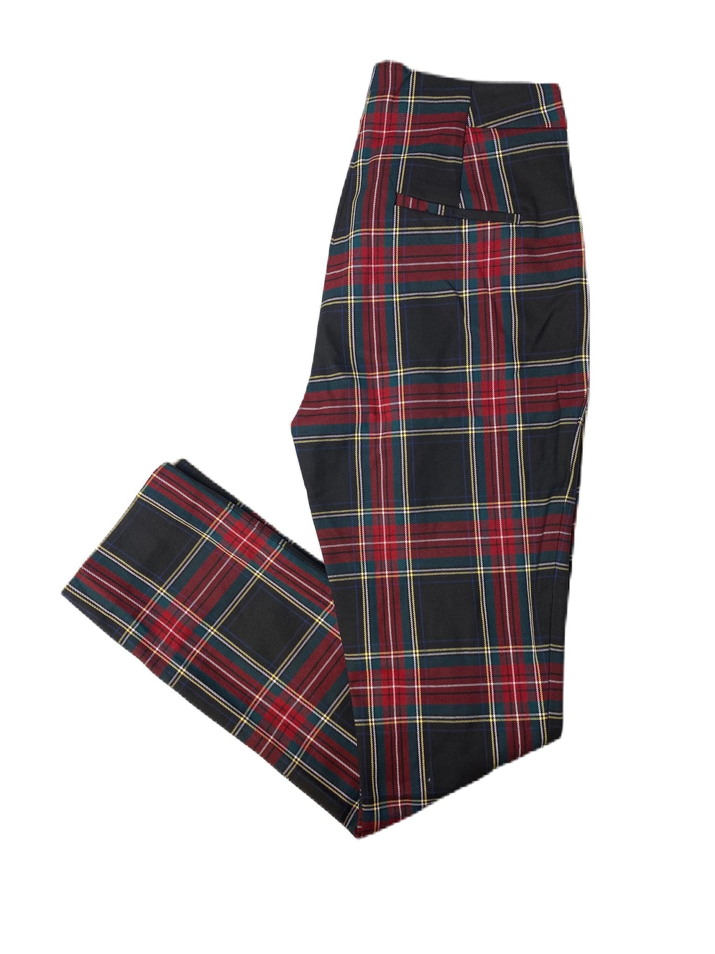 Women's Red and Green Plaid Dress Pants - S