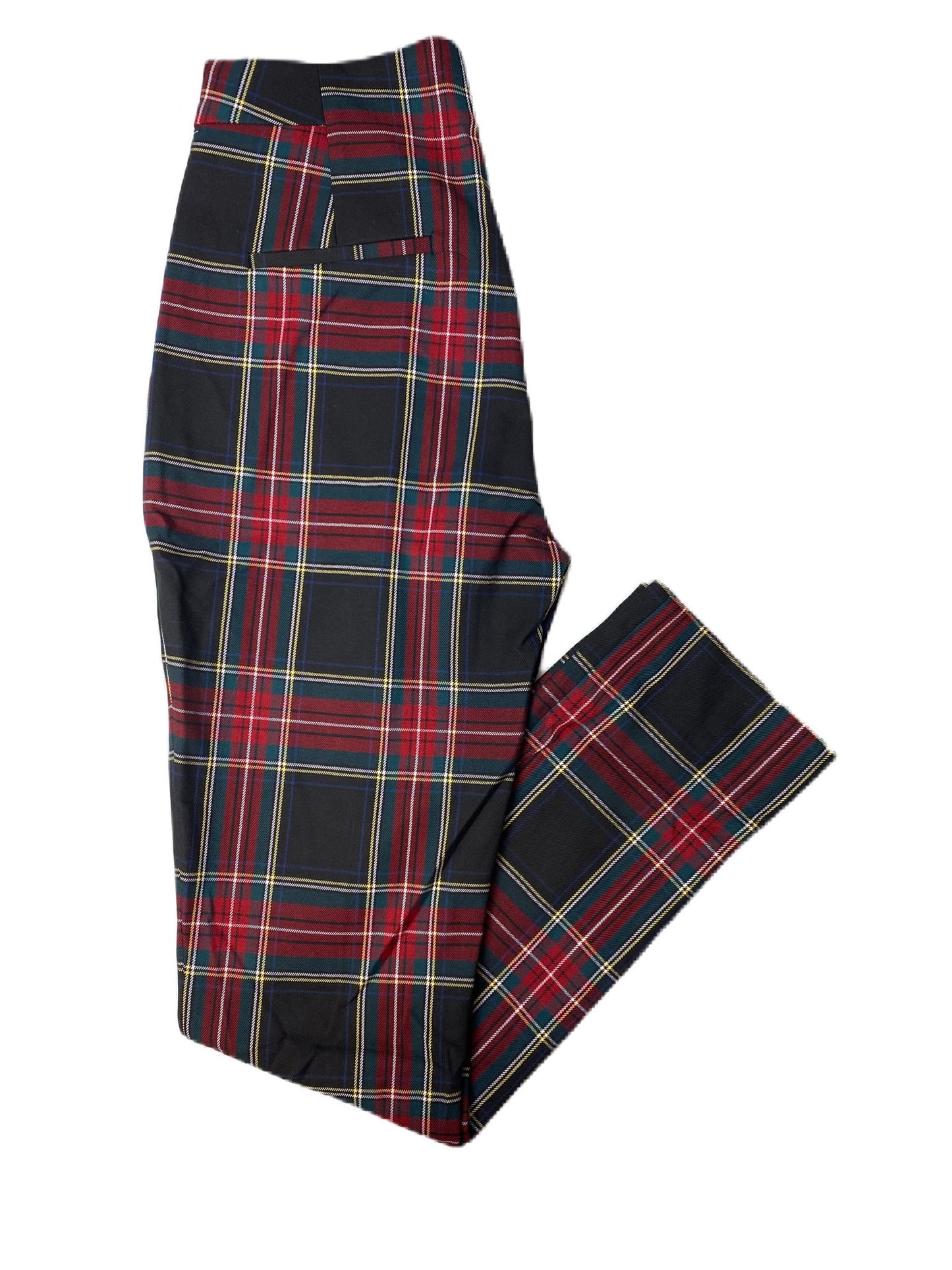 Women's Red and Green Plaid Dress Pants - S