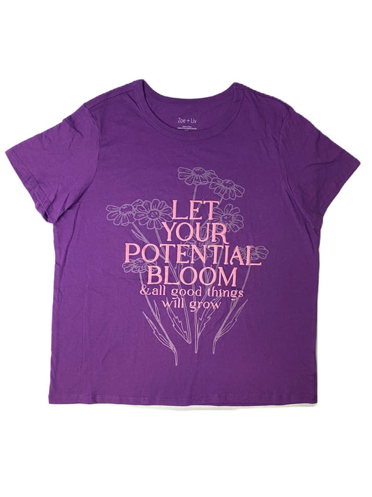 Women's Purple Short Sleeve Bloom T-Shirt - XL