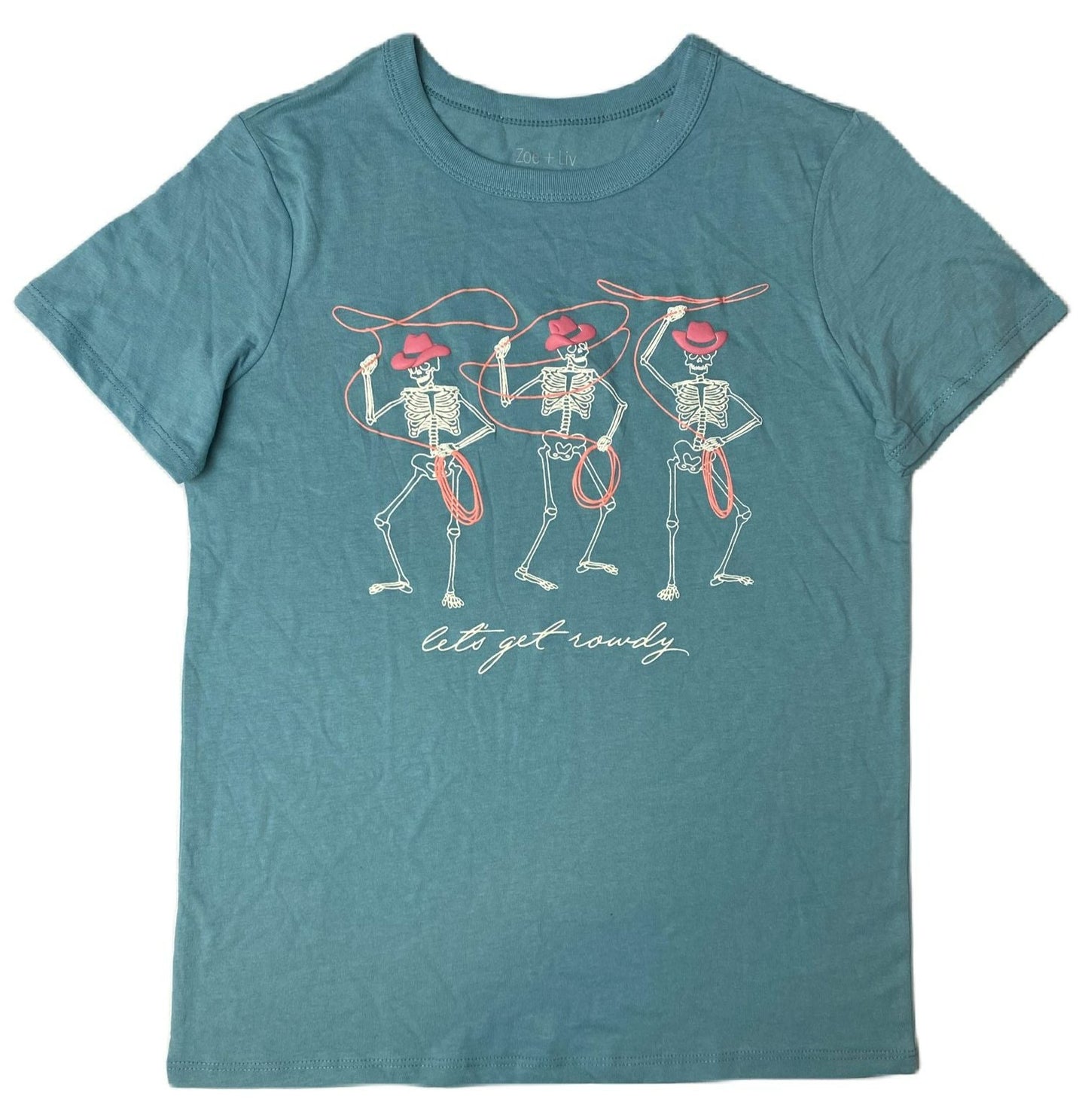 Women's Teal Short Sleeve Skeleton T-Shirt - XS