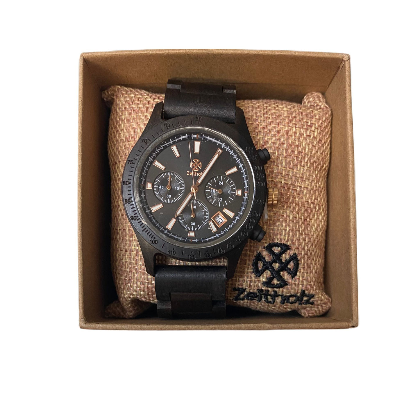 ZEITHOLZ Black Japanese Quartz Movement Wood Watch - Bergen 42mm