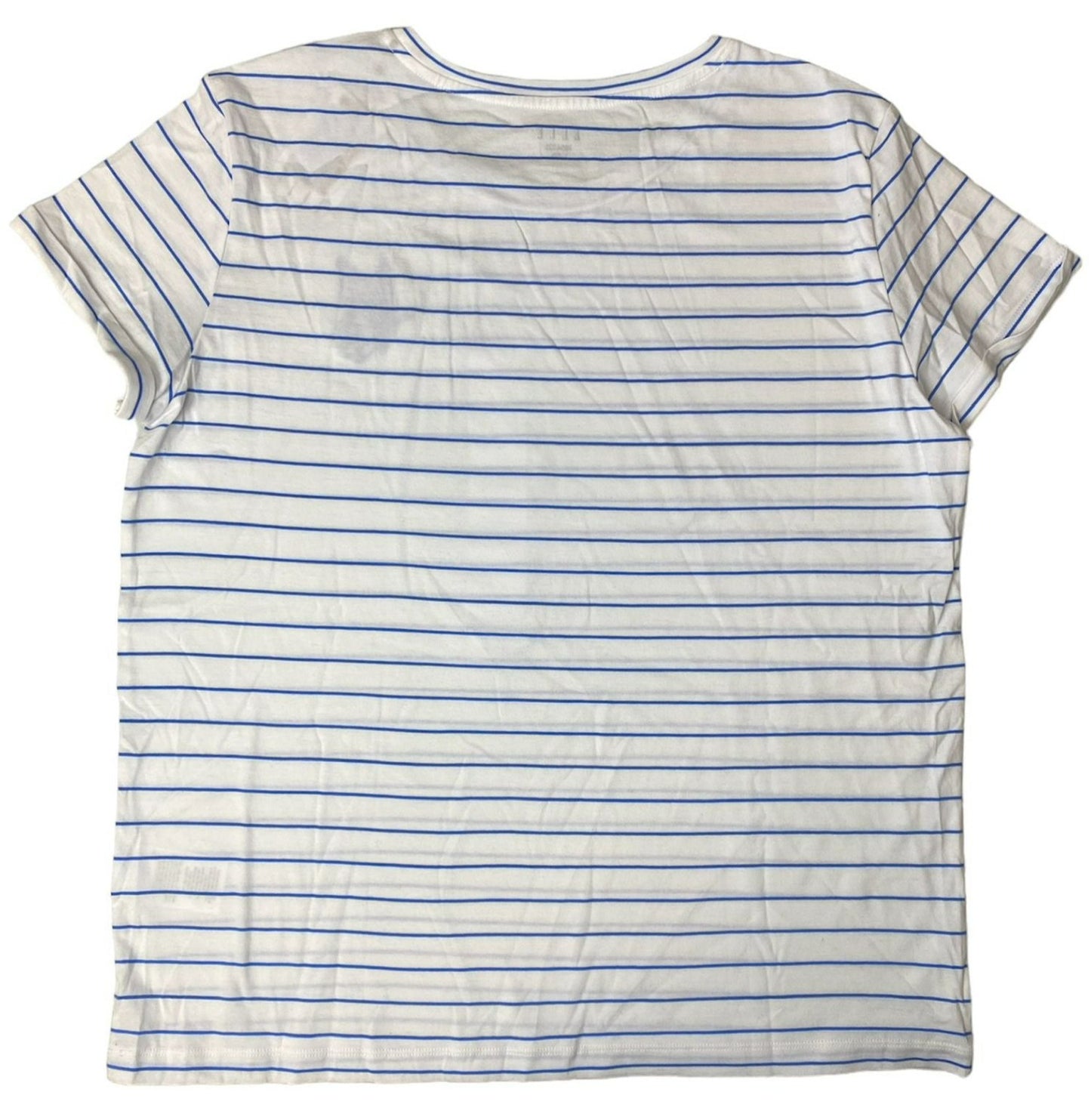 Women's Blue and White Stripe Short Sleeve Shirt - L