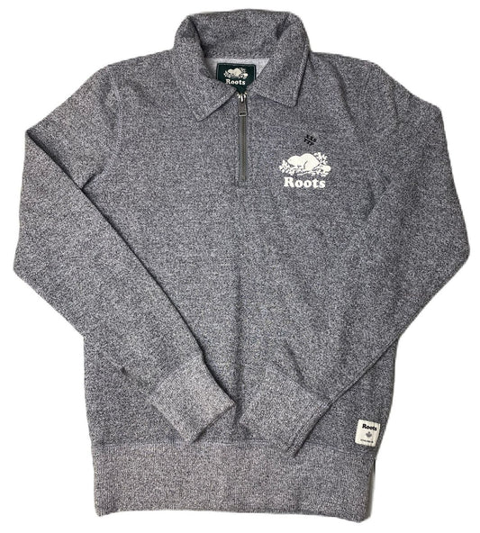 Women's Grey and Black 1/4 Zip Polo Sweater - XXS