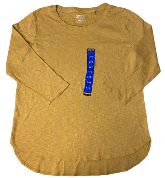 Women's Yellow 3/4 Sleeve Slub T-shirt