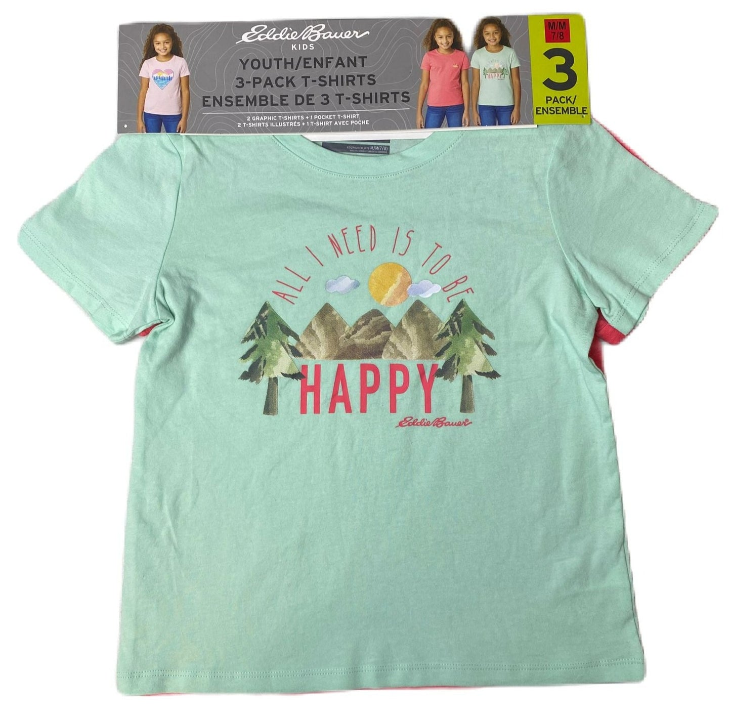 Girls Teal and Red T-shirt 2-Pack - M (7/8)