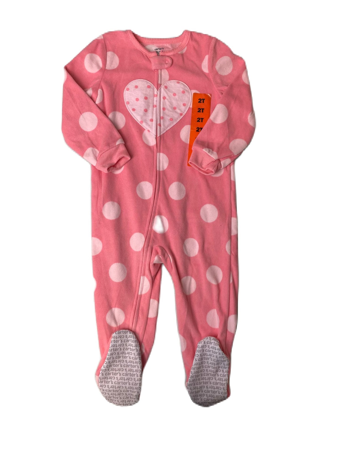 Girls Pink Heart Polka dot Onesie - 2t