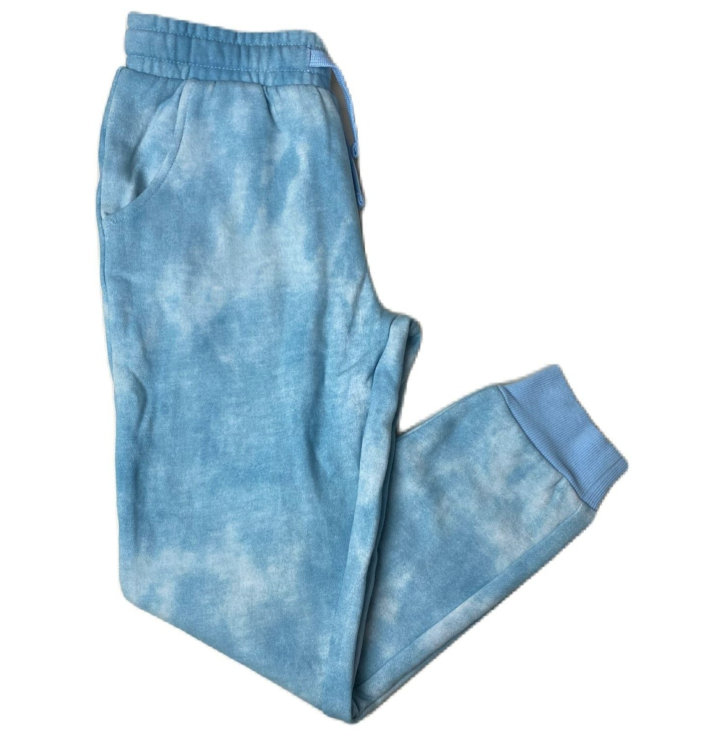 Girls Blue and White Tie-Dye Joggers - L (10/12)