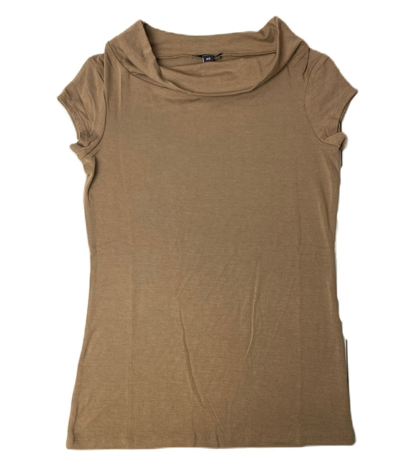 Women's Brown Loose-Neck Short Sleeve Shirt