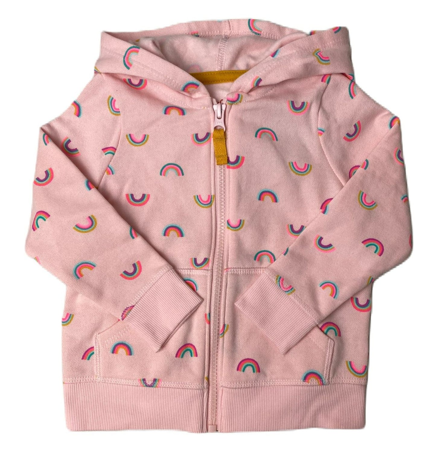 Girls Pink Rainbow Full-Zip Sweater - 2t