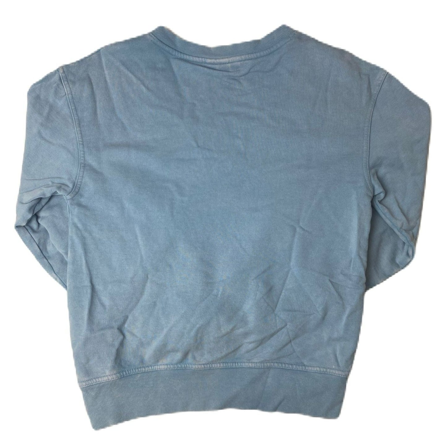 Women's Blue Wash V-Neck Puff Sleeve Sweatshirt - XS