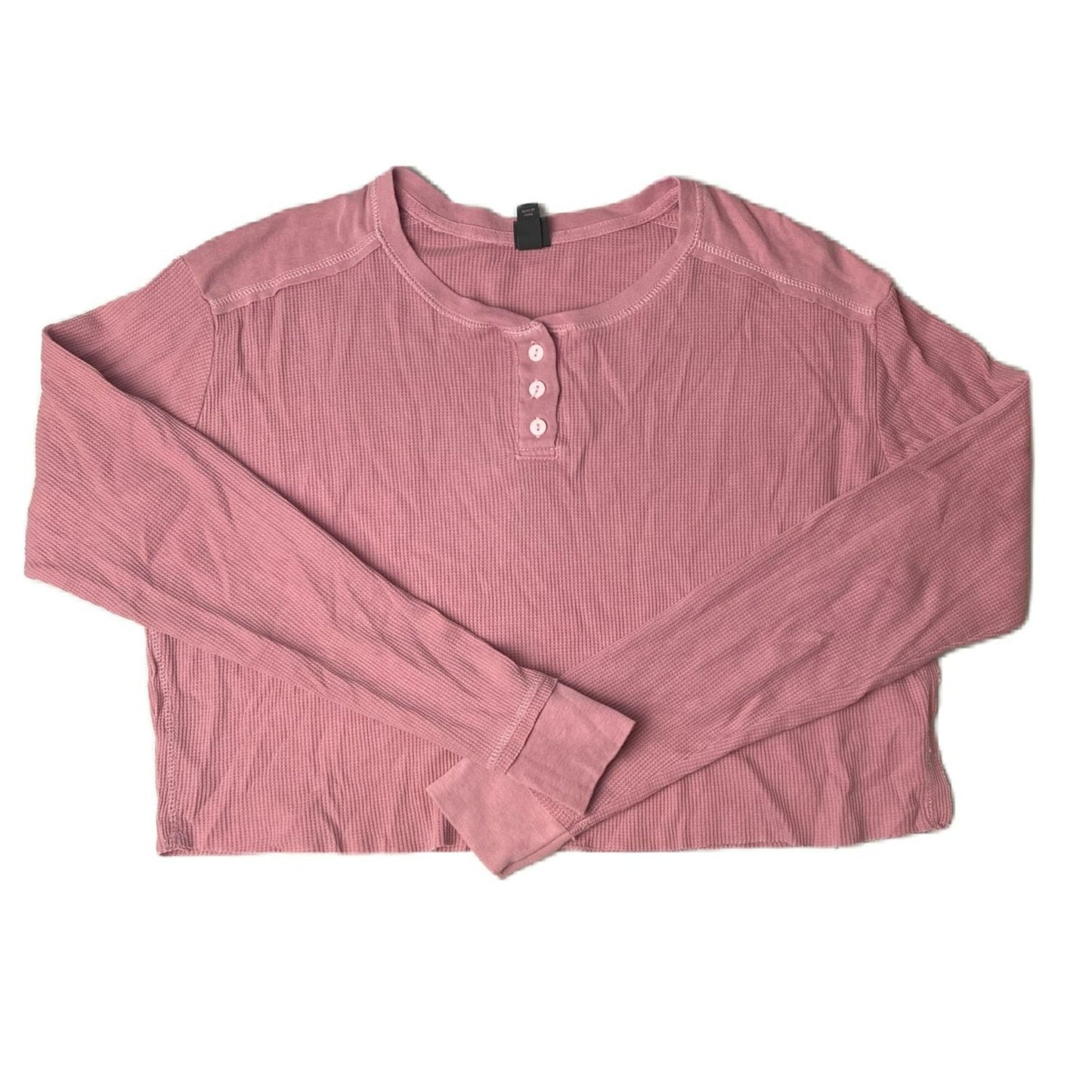 Women's Pink Cropped Long Sleeve Shirt - XL