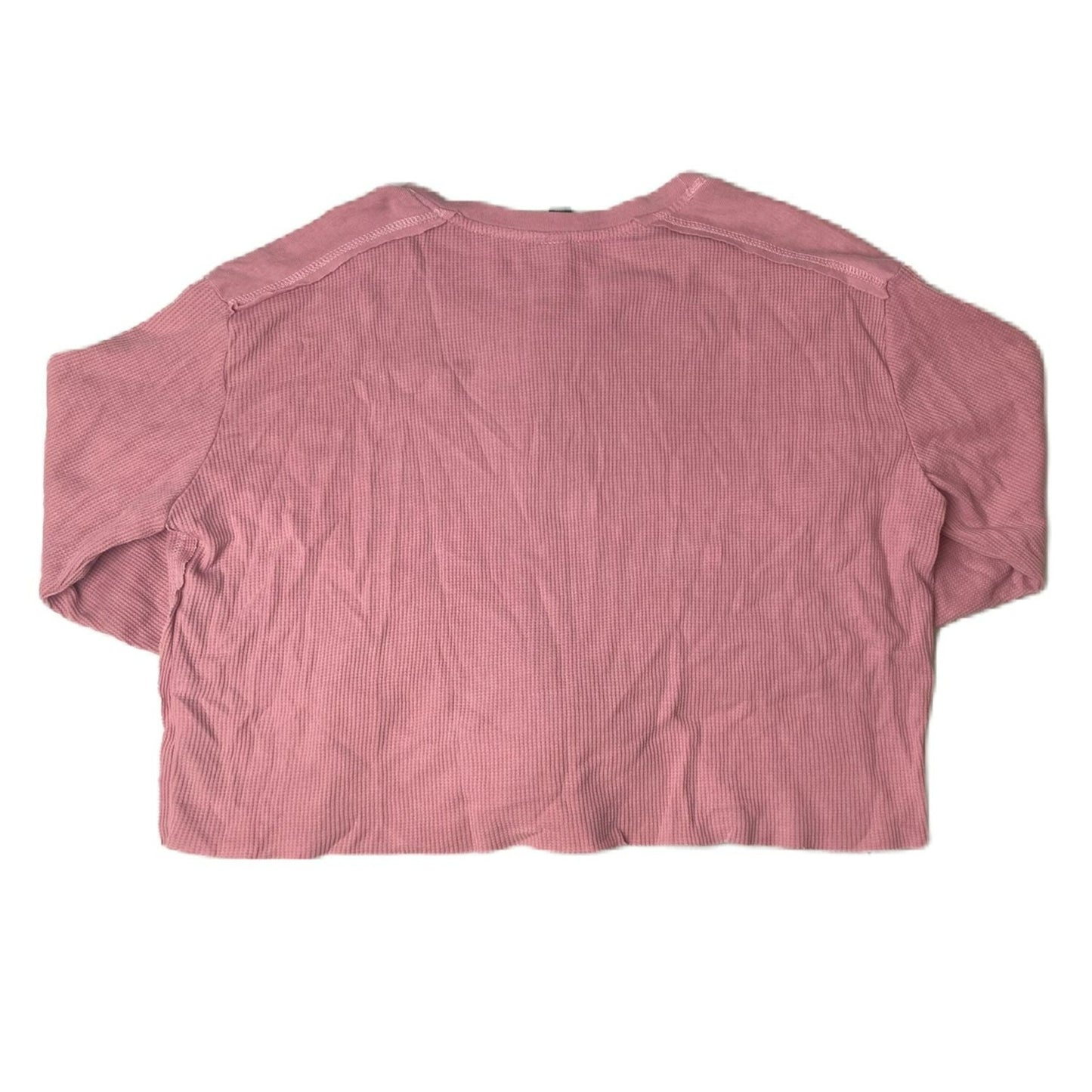 Women's Pink Cropped Long Sleeve Shirt - XL