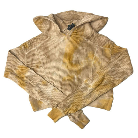 Women's Yellow Wash Cropped Long Sleeve Hooded Shirt