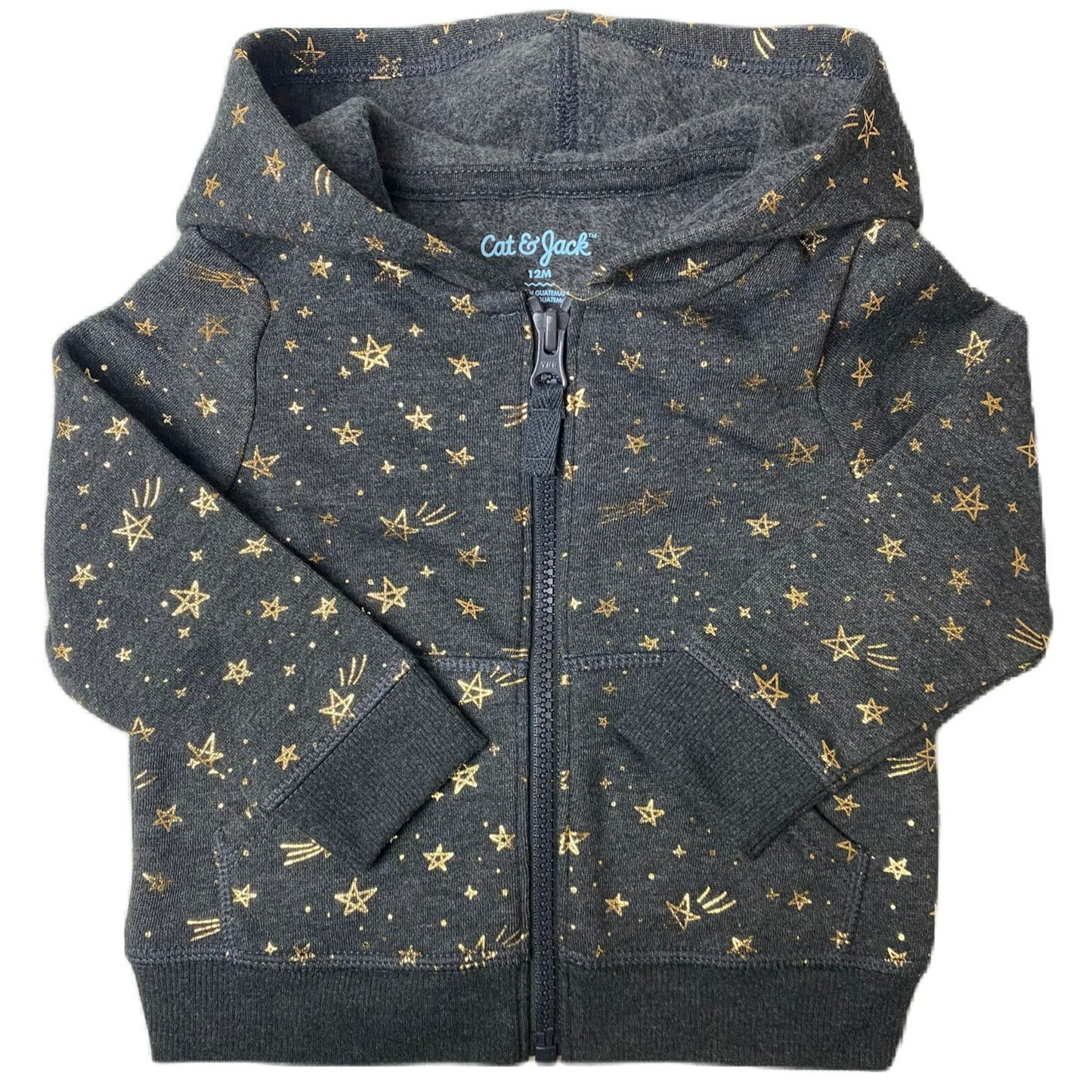 Baby Girls Black and Gold Full Zip Sweater