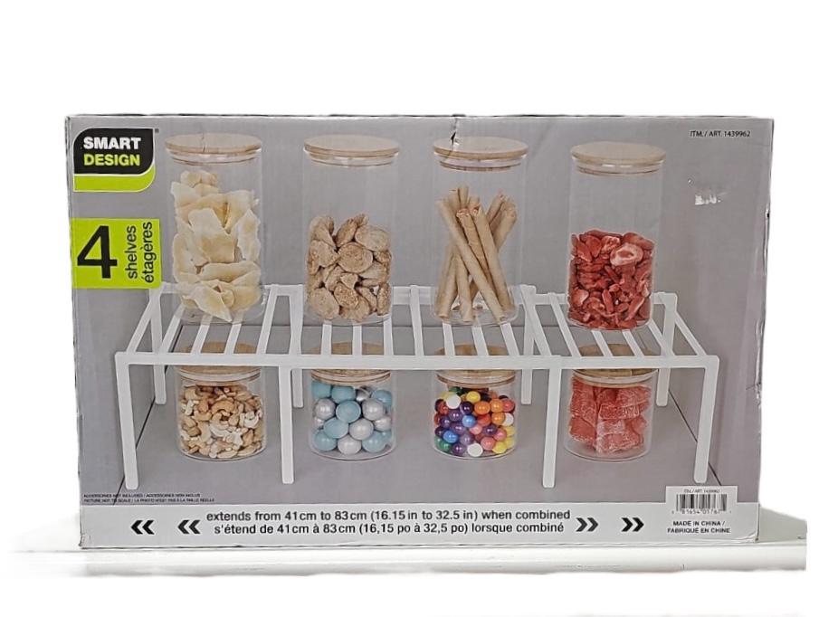 Extendable 4-Piece Shelf Organizer - White