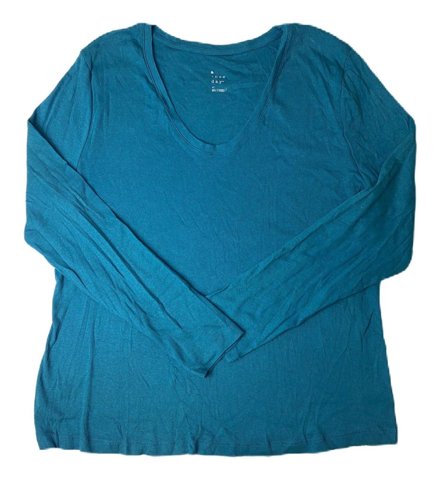 Women's Teal Scoop-Neck Long Sleeve T-Shirt - 1x