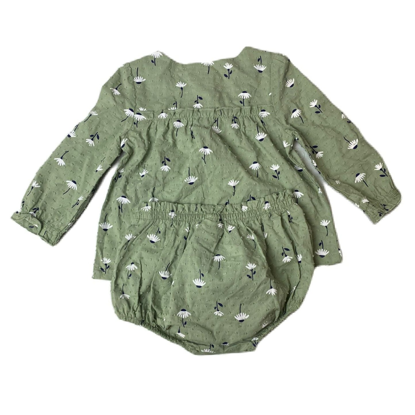 Baby Girls Green Textured Flower 2-Piece Set - 12m