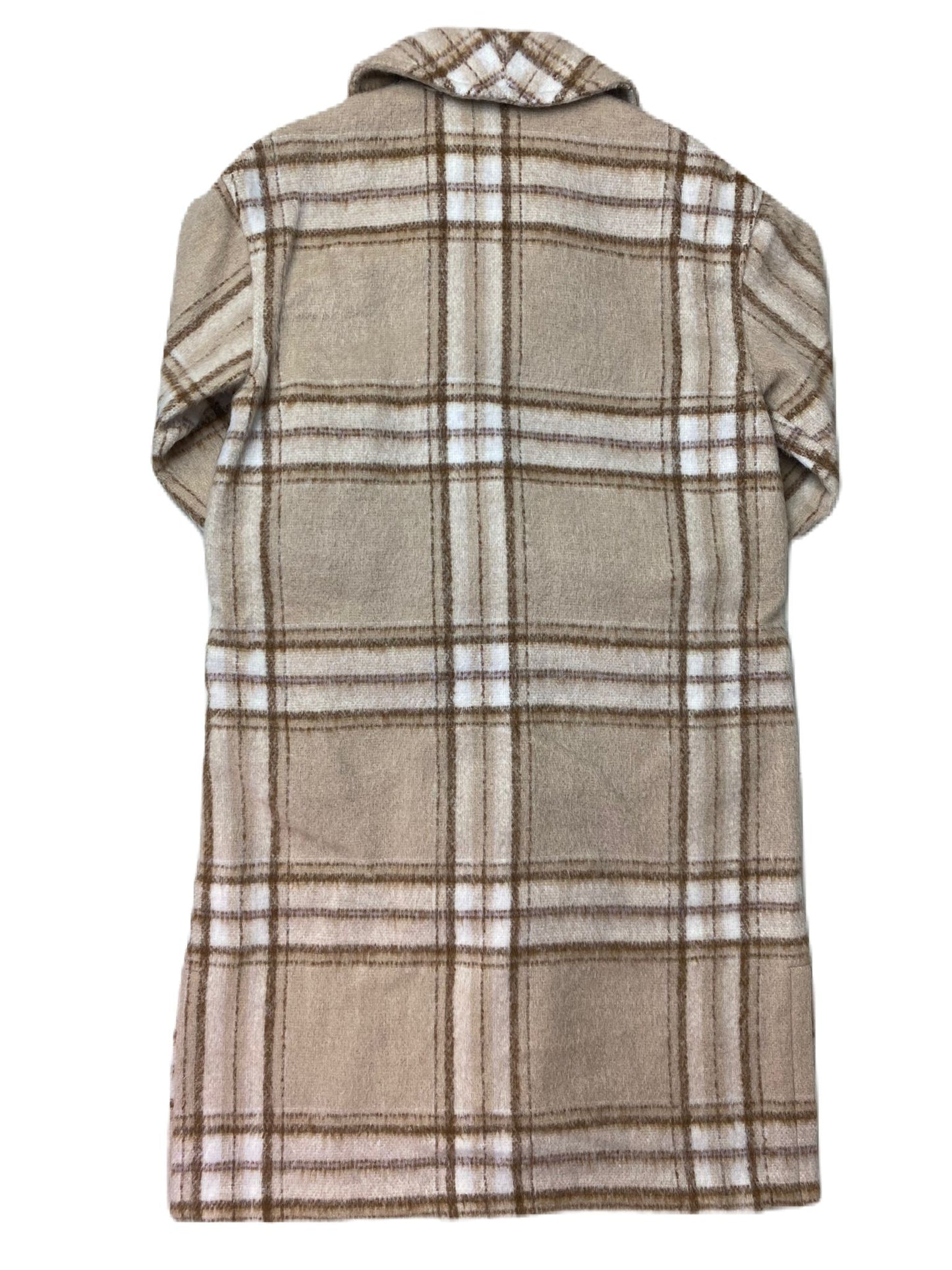 O.N. Beige Plaid Long Coat - M