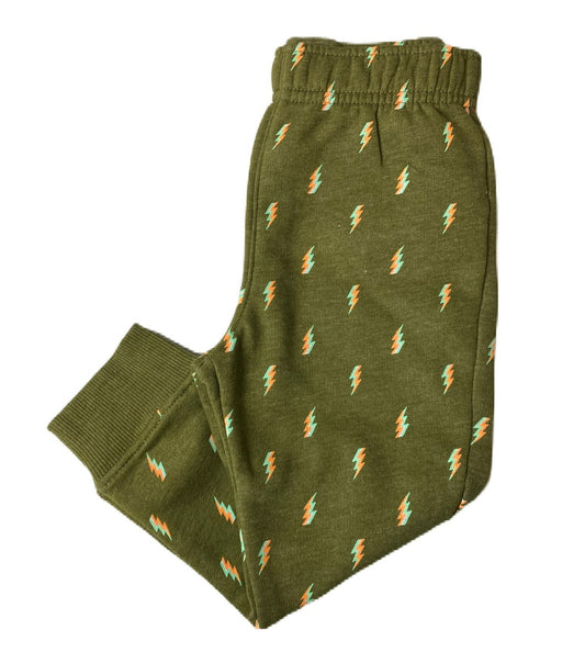 Girls Green Lightning Bolt Joggers - 3t