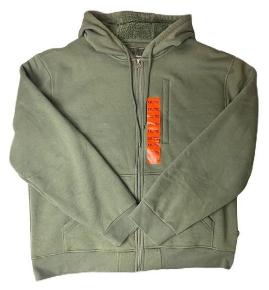 Men's Green Plush Lined Hoodie - XXL