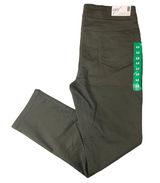 Women's Green Pull-On 5 Pocket Pants - 12