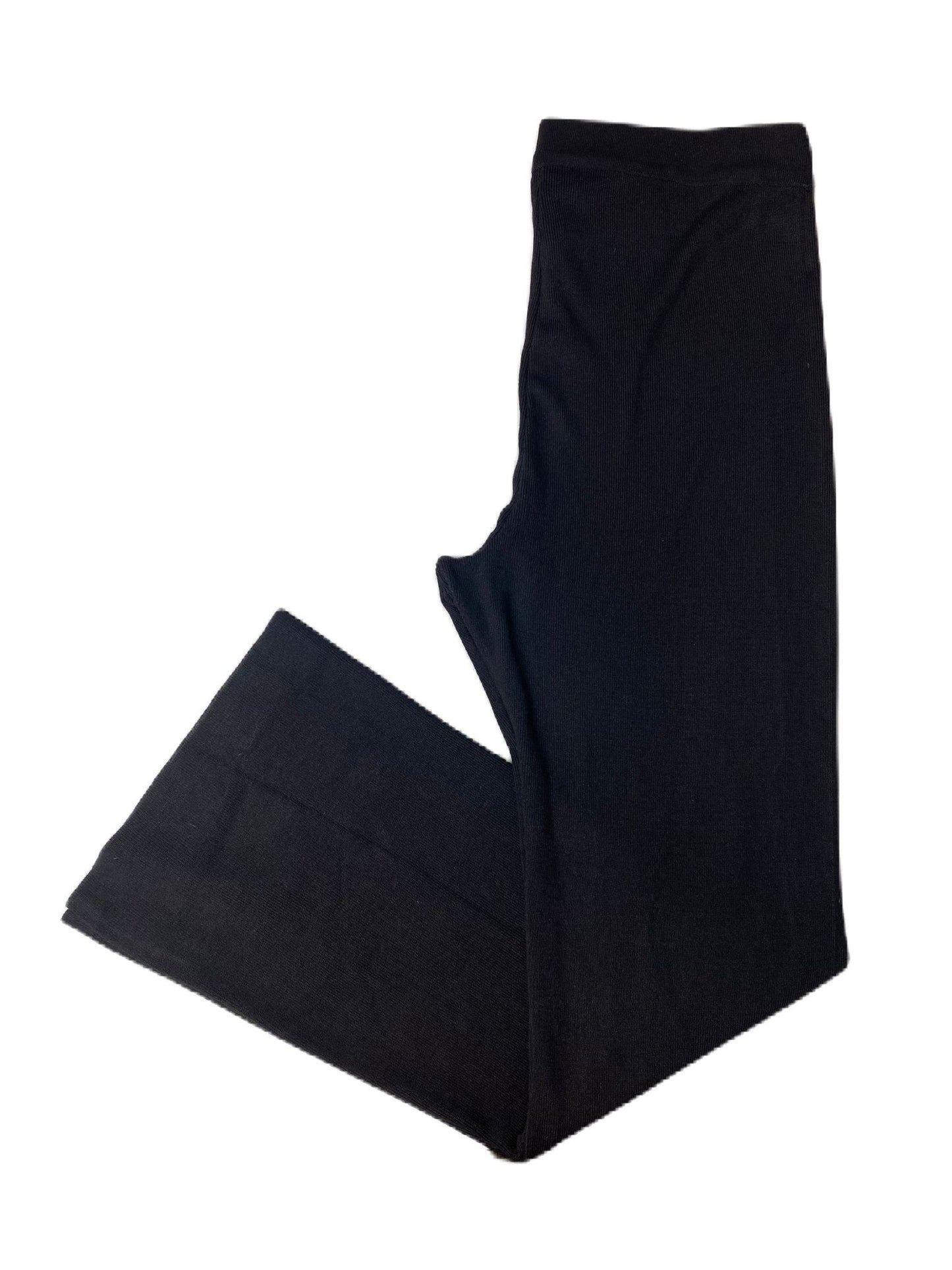 Women's Black Wide Leg Ribbed Pants - M