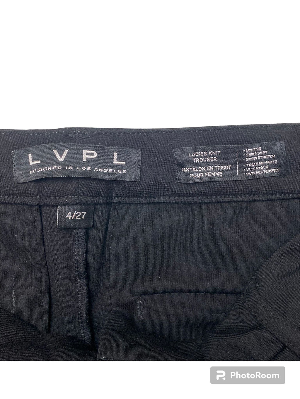 LVPL Women's Black Mid-Rise Soft Knit Pants - 4/27