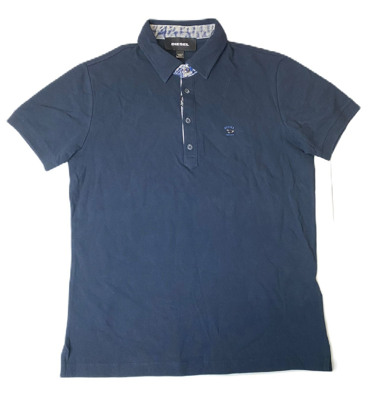 Men's Navy Short Sleeve Dress Shirt - M