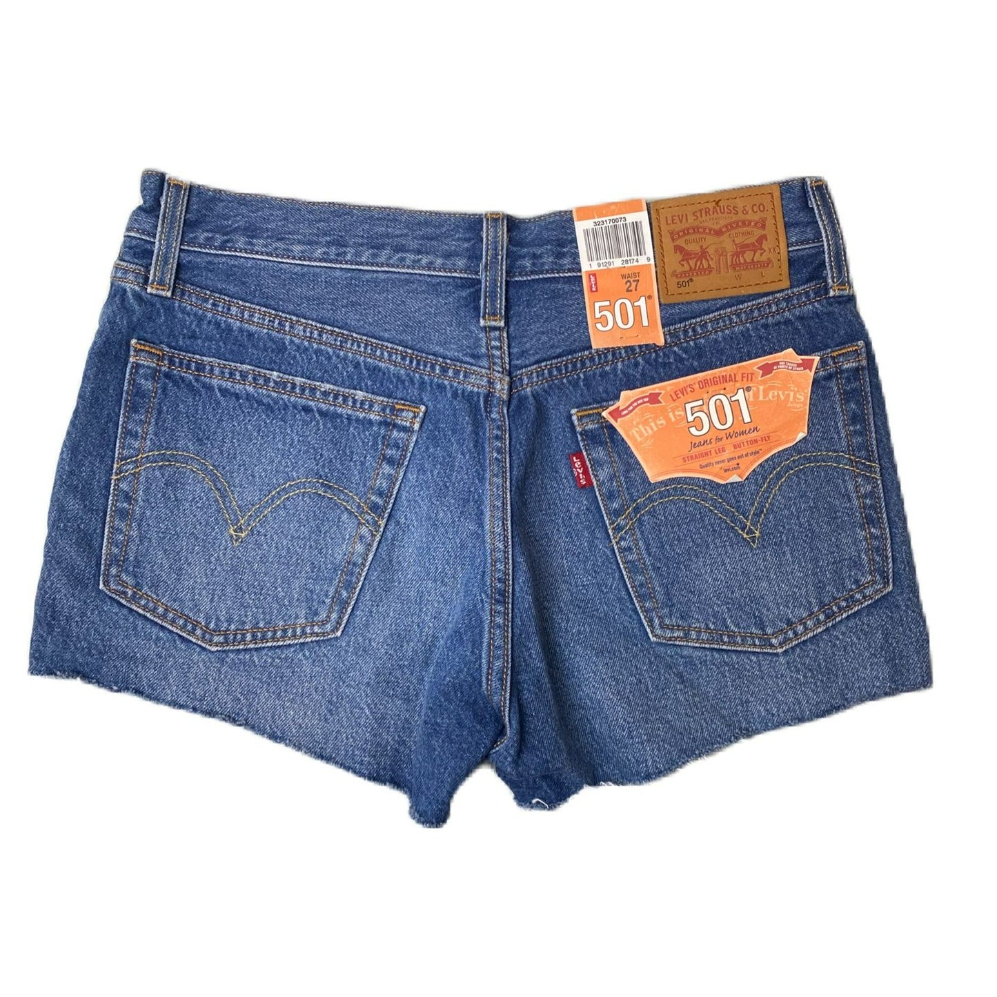 Women's Blue Straight Leg Denim Shorts - 27