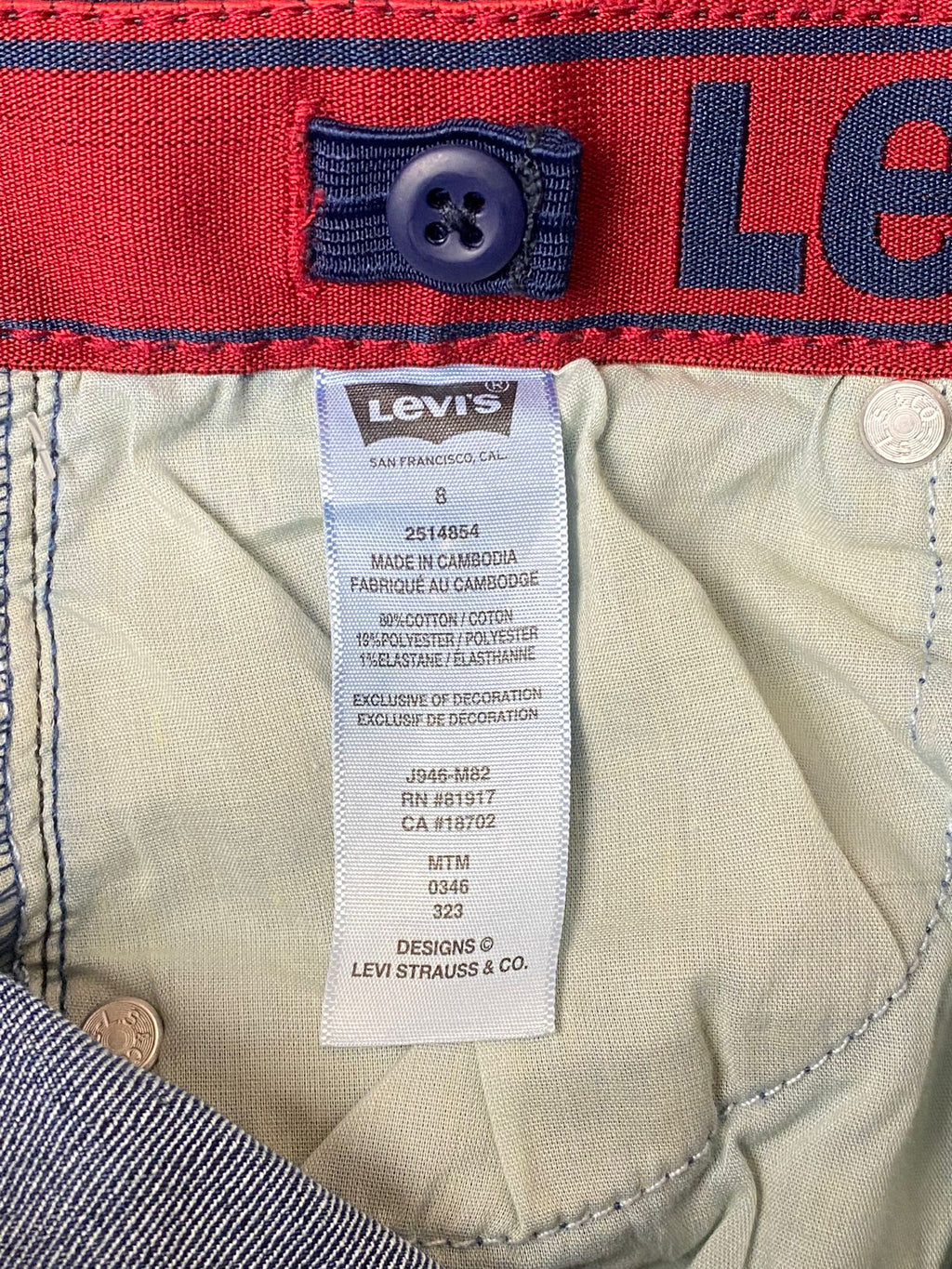 Boys Blue Adjustable Waistband  511 Flex Stretch Jeans - 8