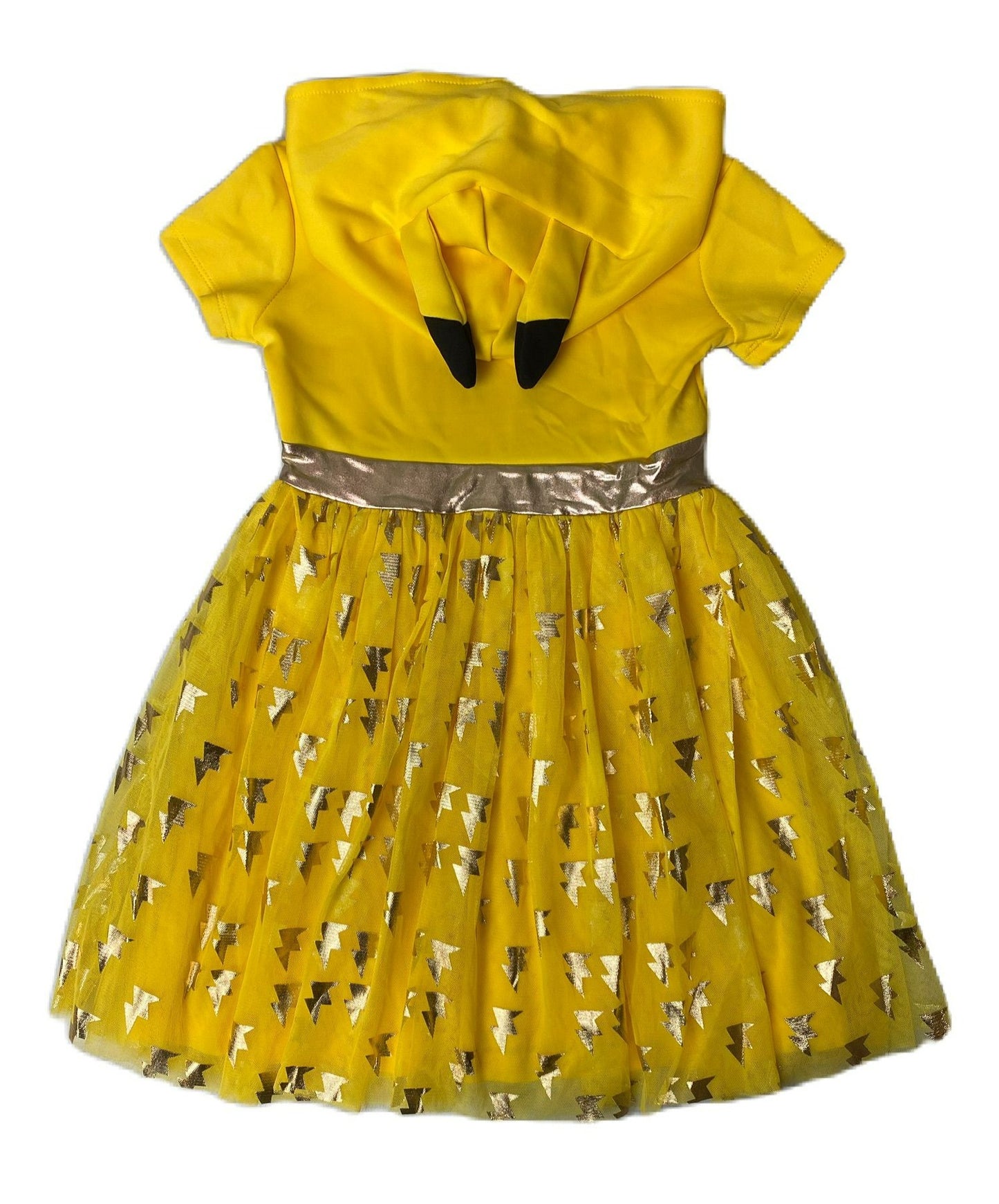 Girls Yellow Character Themed Short sleeve Hooded Dress  - XS (4/5)